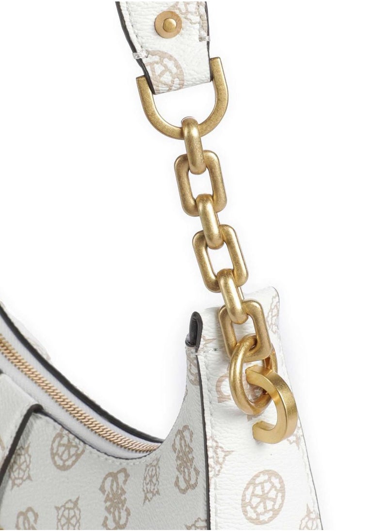 GUESS Guess White Monogram & Chain Detail Shoulder Bag For Women  - Image 3