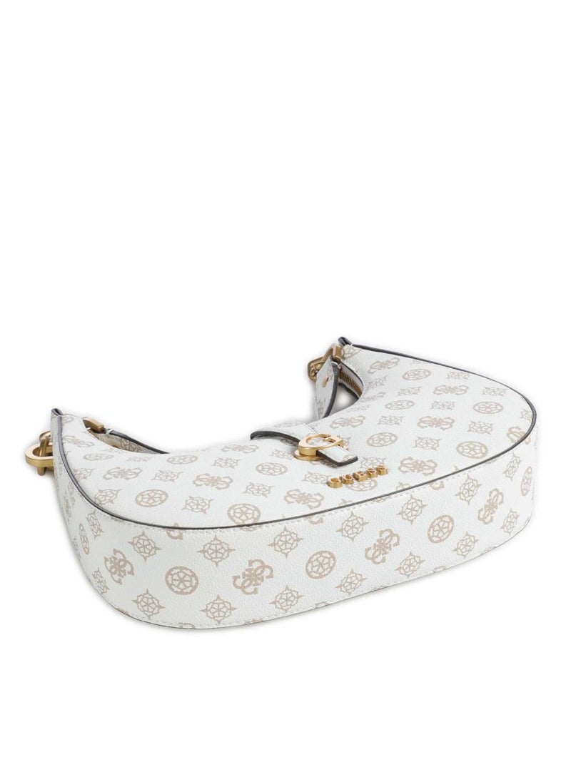 GUESS Guess White Monogram & Chain Detail Shoulder Bag For Women  - Image 4