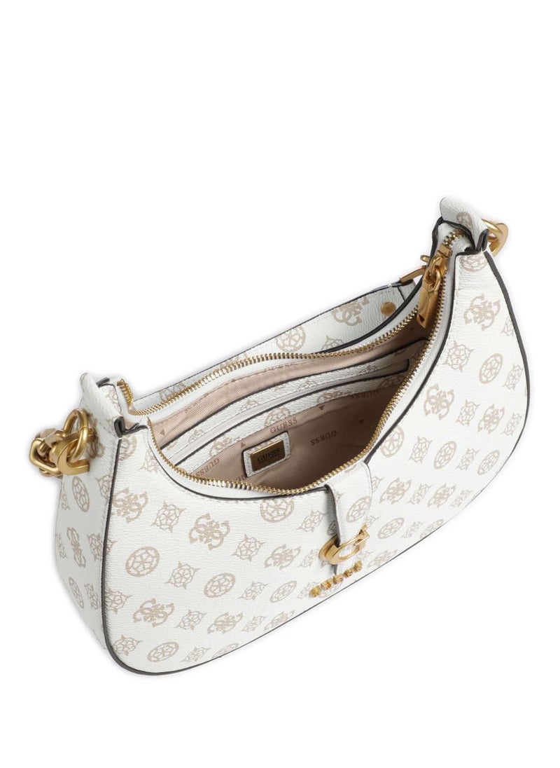 GUESS Guess White Monogram & Chain Detail Shoulder Bag For Women  - Image 5