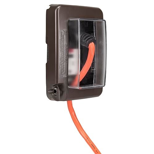 Intermatic WP7000BR Low-Profile Extra-Duty Weatherproof 1-Gang Cover, Bronze - Expandable Front Window, Versatile Mounting, Complete Installation Kit - Protect Outdoor Outlets - Image 1