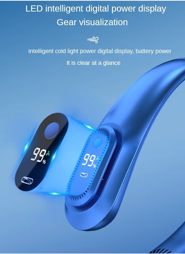Neck Fan Portable Rechargeable, USB Rechargeable Personal Fan, 360° Cooling,Super Quiet，3 Speeds Rechargeable, For Travel, Office,  Camping, White