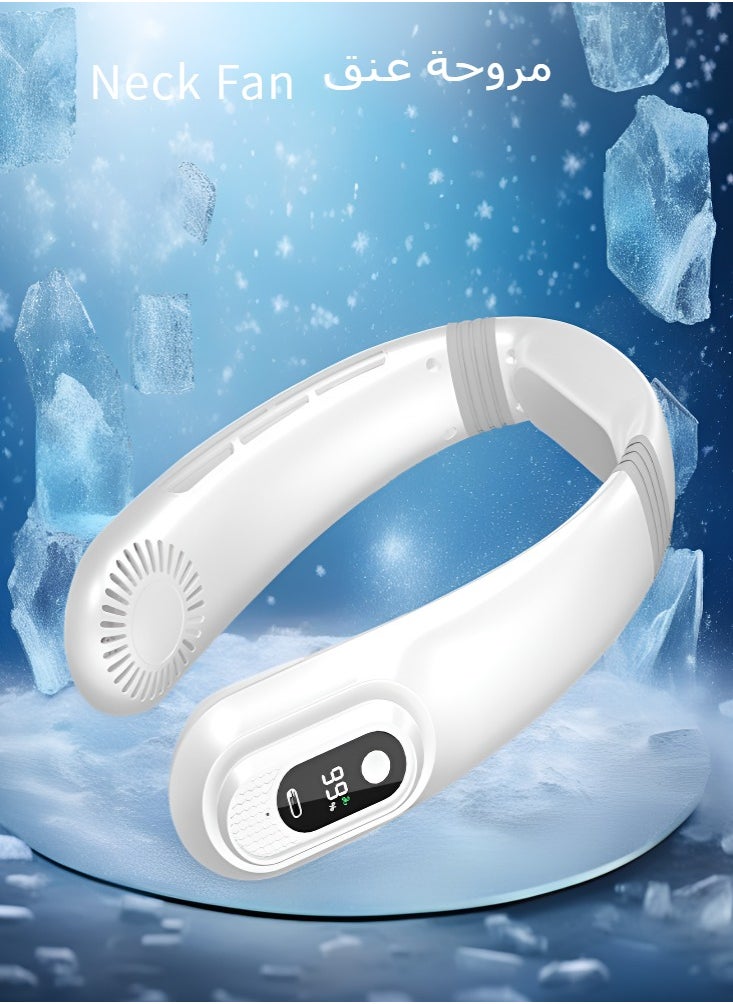 Neck Fan Portable Rechargeable, USB Rechargeable Personal Fan, 360° Cooling,Super Quiet，3 Speeds Rechargeable, For Travel, Office,  Camping, White