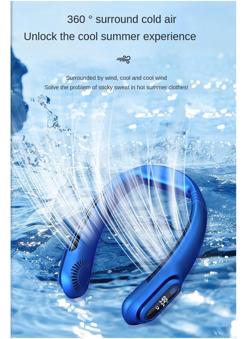 Neck Fan Portable Rechargeable, USB Rechargeable Personal Fan, 360° Cooling,Super Quiet，3 Speeds Rechargeable, For Travel, Office,  Camping, White