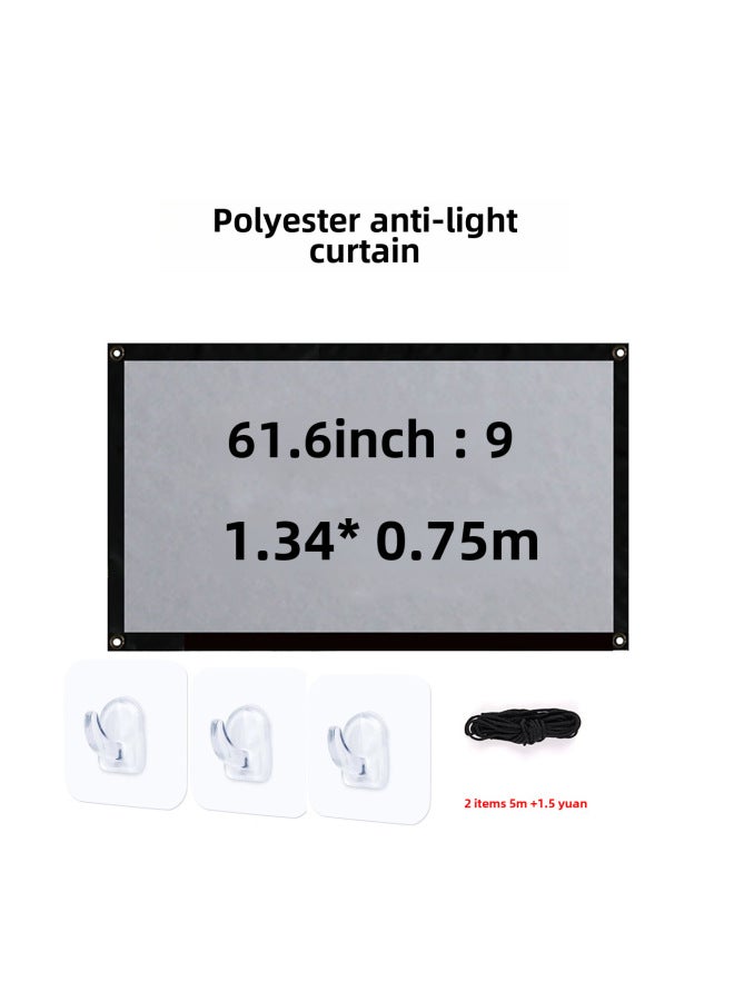 Neutral Polyester Simple Folding Soft Curtain 100 Inch 120 Inch Outdoor Portable Hd Projector Screen With Hook - Image 1