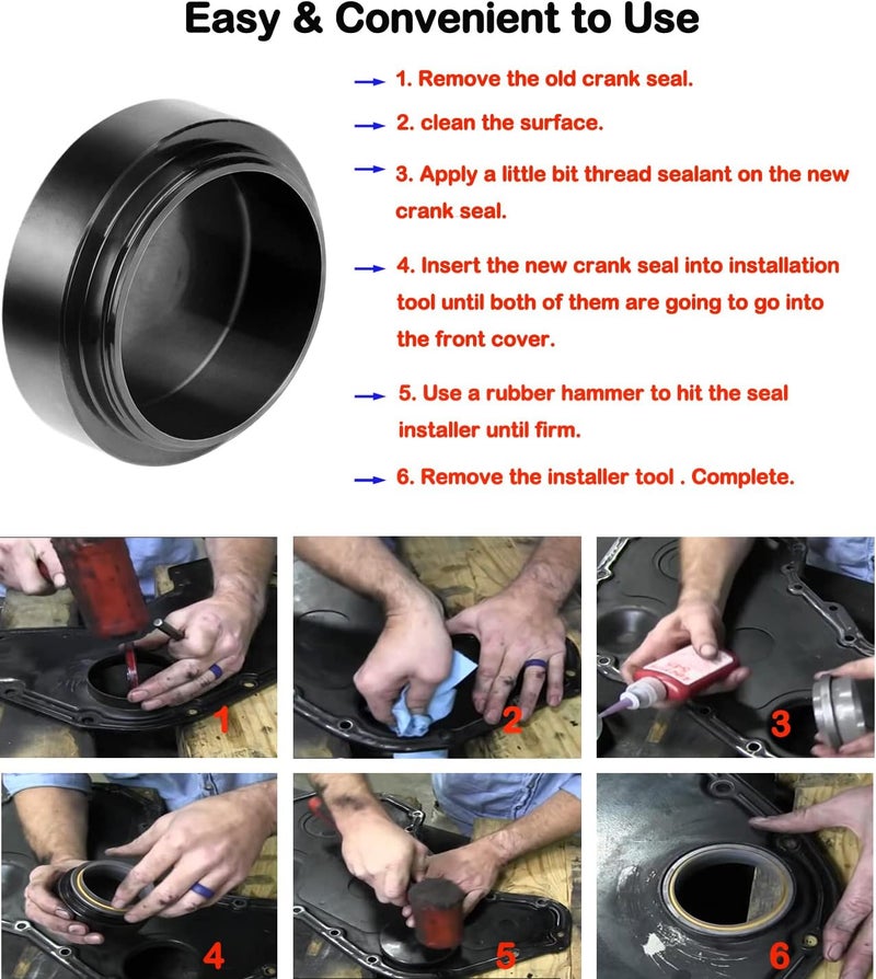 Bestong Crankshaft Seal Installer Installation Tools Front Cover Compatible with Dodge Cummins 3.9L 5.9L 6.7L 3.9 5.9 6.7 Ram and More 1989-2020 Replace 3824498 1338 3802820 - Image 4