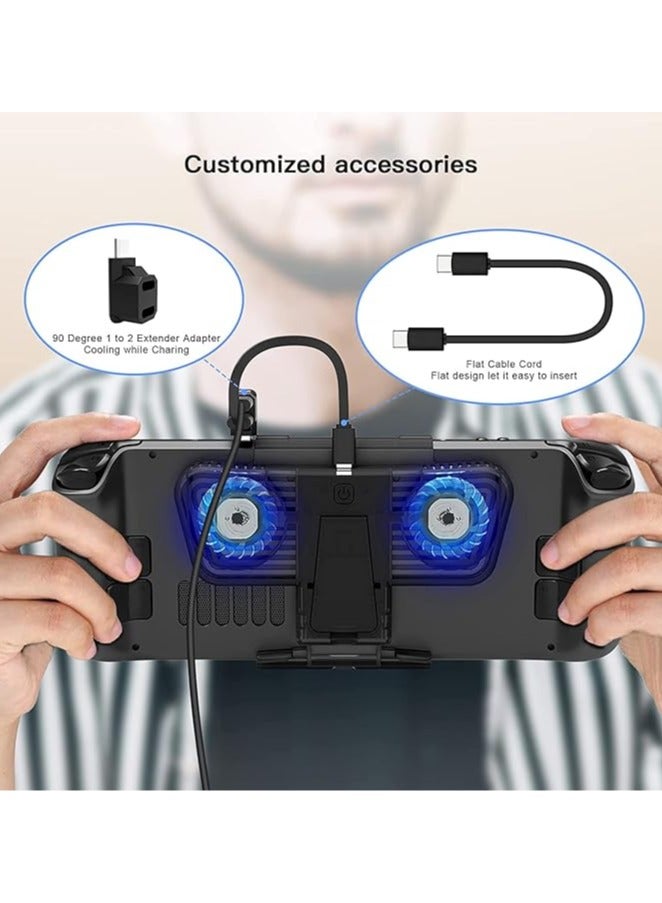 إسكدنيا مروحة تبريد RGB لـ Steam Deck و Nintendo Switch OLED، محضر مروحة تبريد مع قاعدة ومحول USB-C، مدعومة بـ USB-C مع سرعة قابلة للتعديل وإضاءة RGB زرقاء. - Image 3