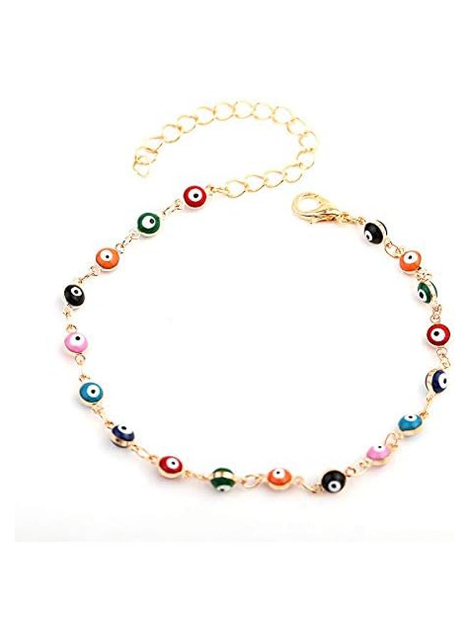 Gold Plated Evil Eye Tiny Bead Anklet - Image 2