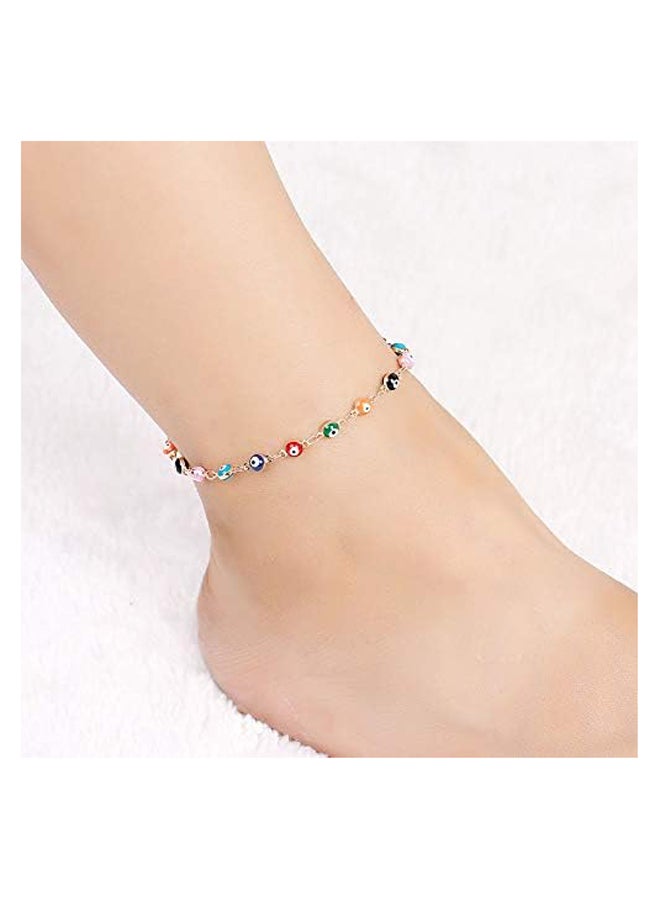 Gold Plated Evil Eye Tiny Bead Anklet - Image 3
