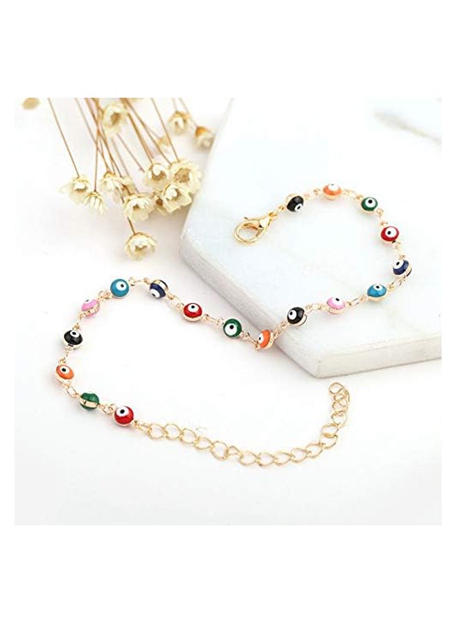 Gold Plated Evil Eye Tiny Bead Anklet - Image 4