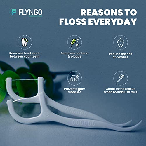 FLYNGO 3 in 1 Tooth Cleaning Dental Floss Toothpicks Plastic Set for Clean Teeth Fresh Breath and Healthy Gums, 50 Piece Set (White) (1) - Image 2