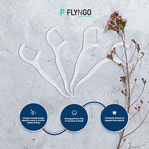 FLYNGO 3 in 1 Tooth Cleaning Dental Floss Toothpicks Plastic Set for Clean Teeth Fresh Breath and Healthy Gums, 50 Piece Set (White) (1) - Image 3