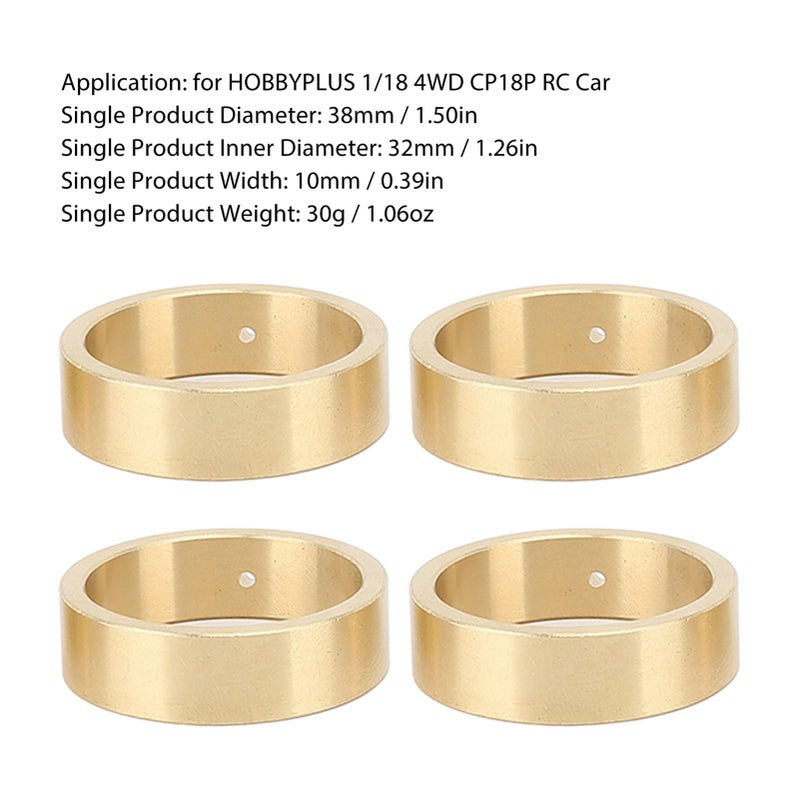 4PCS RC Car Wheel Rim Counterweight Set 1 50 Inch Diameter 0 39 Inch Width For 1 18 Scale 4WD - Image 3
