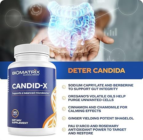 BioMatrix Candid-X Gut Cleanse with Berberine, Oregano, Sodium Caprylate, Chamomile, Ginger, PAU D'arco, Digestive Supplement for Men and Women | 90 Capsules - Image 2