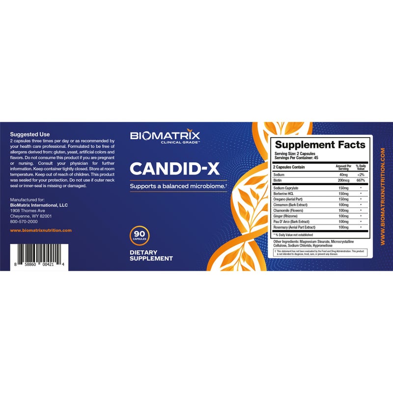BioMatrix Candid-X Gut Cleanse with Berberine, Oregano, Sodium Caprylate, Chamomile, Ginger, PAU D'arco, Digestive Supplement for Men and Women | 90 Capsules - Image 5