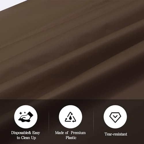 tujol Brown 6 Pack Plastic Table Cloth 54" x 108", Disposable Tablecloths Rectangle Table Cover, Plastic Tablecloths for Parties - Image 4