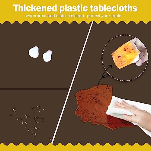tujol Brown 6 Pack Plastic Table Cloth 54" x 108", Disposable Tablecloths Rectangle Table Cover, Plastic Tablecloths for Parties - Image 3