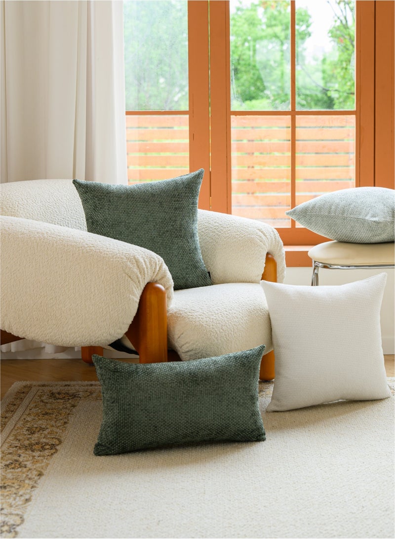 a moment a moment Dark Green Chenille Cushion Cover Throw Pillow Covers 45x45 CM Pack of 2 Modern Decorative Pillowcase Farmhouse Cross Pillows  - Image 5