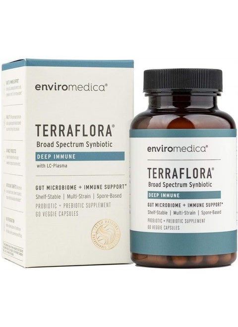 Terraflora Deep Immune SBO Probiotic + Prebiotic Supplement - a Soil Based Shelf Stable Bacillus Spore Form Synbiotic with LC-Plasma – a Powerful Immune Booster (60ct)
