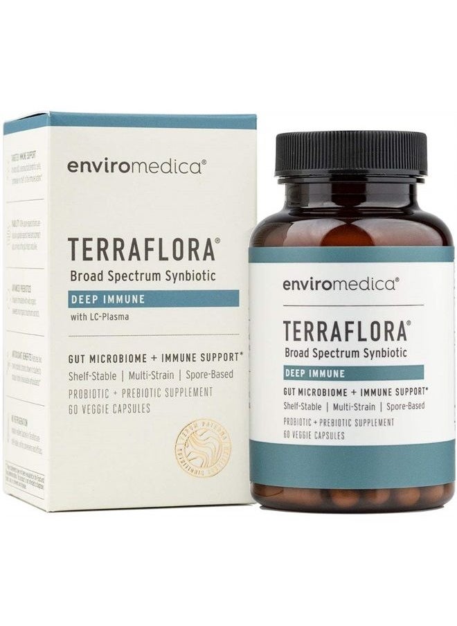 Terraflora Deep Immune SBO Probiotic + Prebiotic Supplement - a Soil Based Shelf Stable Bacillus Spore Form Synbiotic with LC-Plasma – a Powerful Immune Booster (60ct)