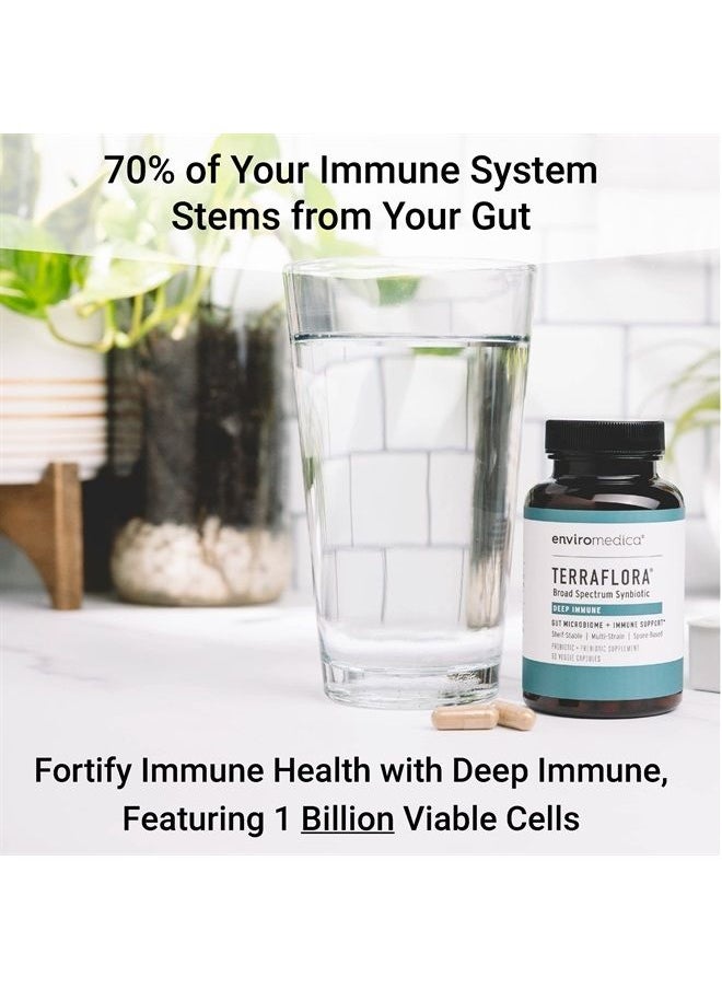 Terraflora Deep Immune SBO Probiotic + Prebiotic Supplement - a Soil Based Shelf Stable Bacillus Spore Form Synbiotic with LC-Plasma – a Powerful Immune Booster (60ct)