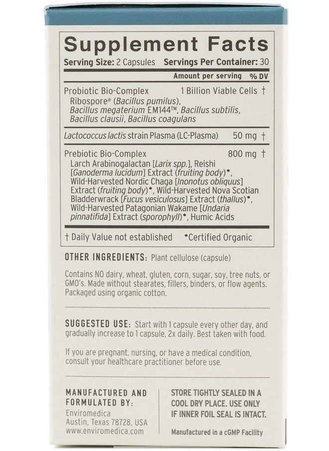 Terraflora Deep Immune SBO Probiotic + Prebiotic Supplement - a Soil Based Shelf Stable Bacillus Spore Form Synbiotic with LC-Plasma – a Powerful Immune Booster (60ct)
