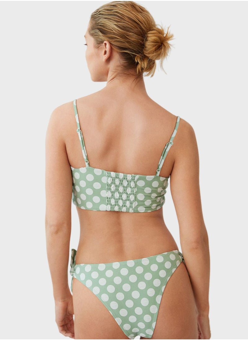 MANGO - Knot Front Polka Dot Bikini Top - Image 1