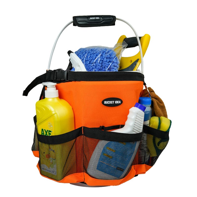 MELOTOUGH Bucket Washing Tool Organizer for a 5 Gallon Bucket Tool Organizer for Garden Tools Fit 35 to 5 Gallon Bucket Orange