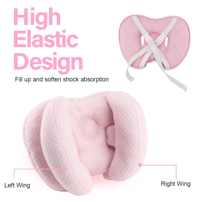 Blublu Park Upgraded 2 in 1 Baby Travel Pillow, Adjustable Banana Shape Baby Neck Head Support Piloow Stroller Insert Cushion for 4 Months Up Kids, Toddler, Pink - Image 5