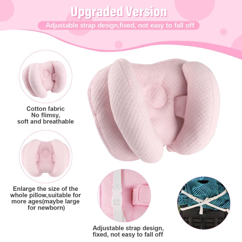 Blublu Park Upgraded 2 in 1 Baby Travel Pillow, Adjustable Banana Shape Baby Neck Head Support Piloow Stroller Insert Cushion for 4 Months Up Kids, Toddler, Pink - Image 2