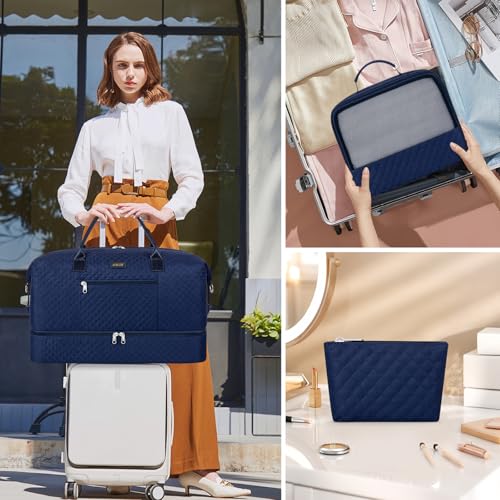 ITIEZY Weekender Bag for Women Travel Duffel Bag - Carry On Overnight Bag with Shoe Compartment Large Nylon Duffle Tote Bag 21.5" with Toiletry Bag for Traveling Business Weekend Trip 3Pcs Set - Image 2