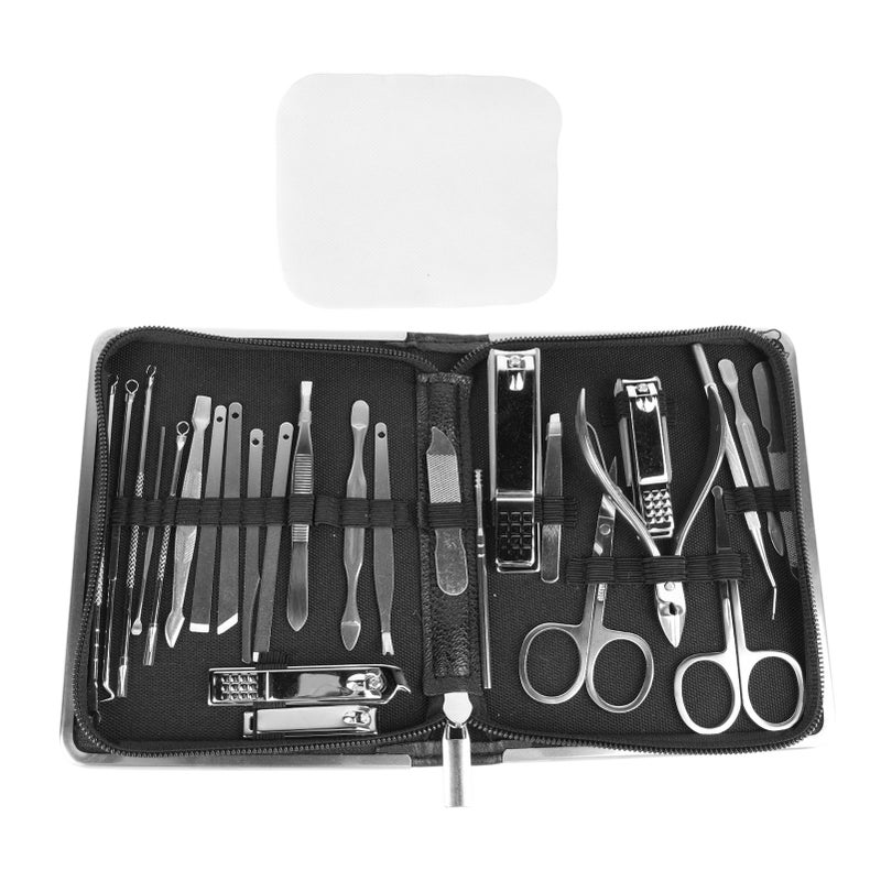 26PCS Manicure Set Black Nail Clippers Set Carbon Steel Manicure Tools Kit for Home Salon - Image 1