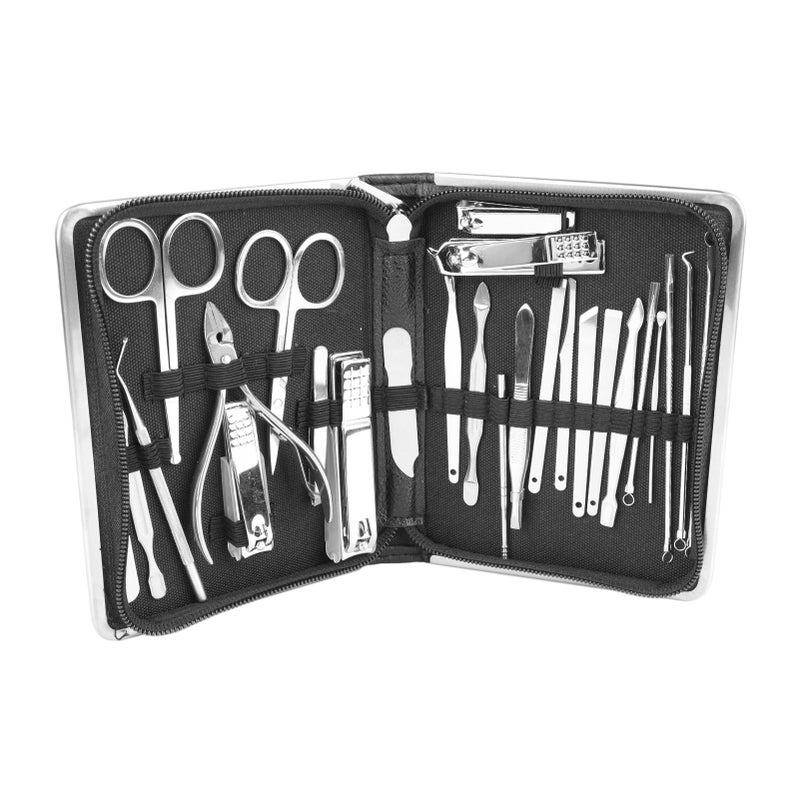 26PCS Manicure Set Black Nail Clippers Set Carbon Steel Manicure Tools Kit for Home Salon - Image 2