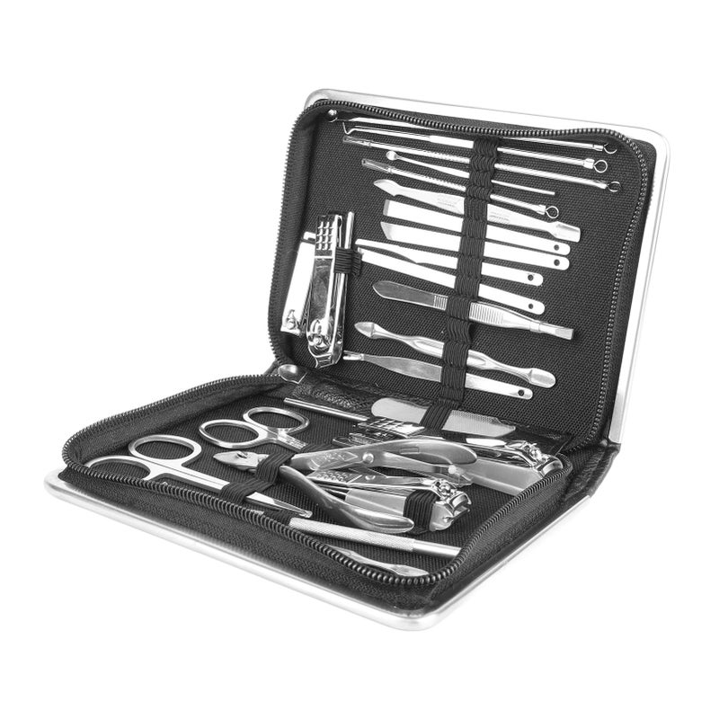 26PCS Manicure Set Black Nail Clippers Set Carbon Steel Manicure Tools Kit for Home Salon - Image 3