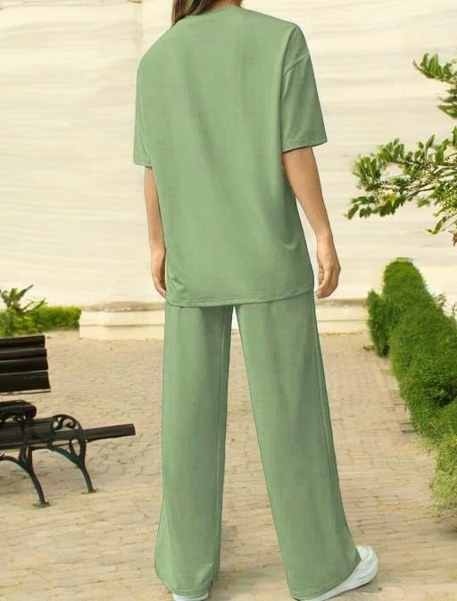 My Swag Womens Latest Printed Casual Co-Ord Set Half Sleeve Loose Fit Cotton Cord Set 2 Piece T-shirt/Trouser Outfit for women & Girls - Image 2