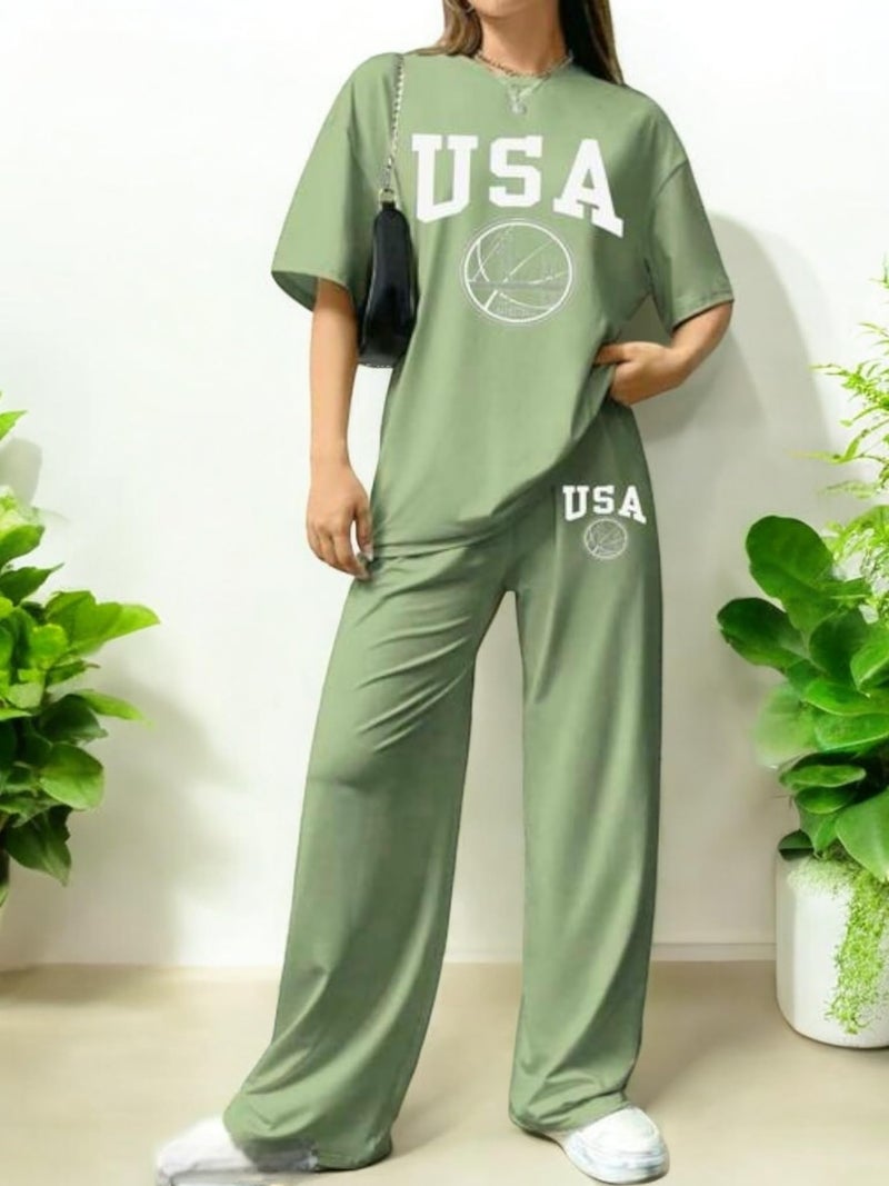 My Swag Womens Latest Printed Casual Co-Ord Set Half Sleeve Loose Fit Cotton Cord Set 2 Piece T-shirt/Trouser Outfit for women & Girls - Image 4