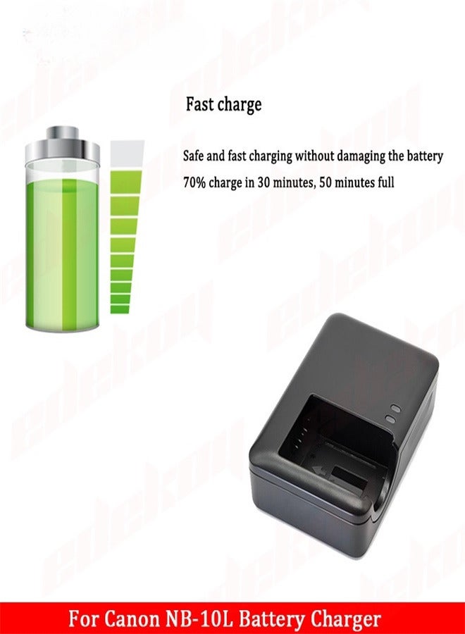 CB-2LC NB-10L Battery Charger Compatible with EOS Rebel CB-2LC CB-2LCE PowerShot SX40 HS SX50 HS SX60 HS G1X G3X G15 G16 Digital Camera with Power Supply Cord - Image 4