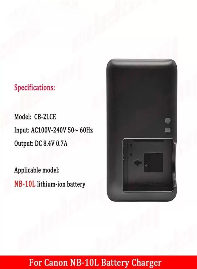 CB-2LC NB-10L Battery Charger Compatible with EOS Rebel CB-2LC CB-2LCE PowerShot SX40 HS SX50 HS SX60 HS G1X G3X G15 G16 Digital Camera with Power Supply Cord - Image 2