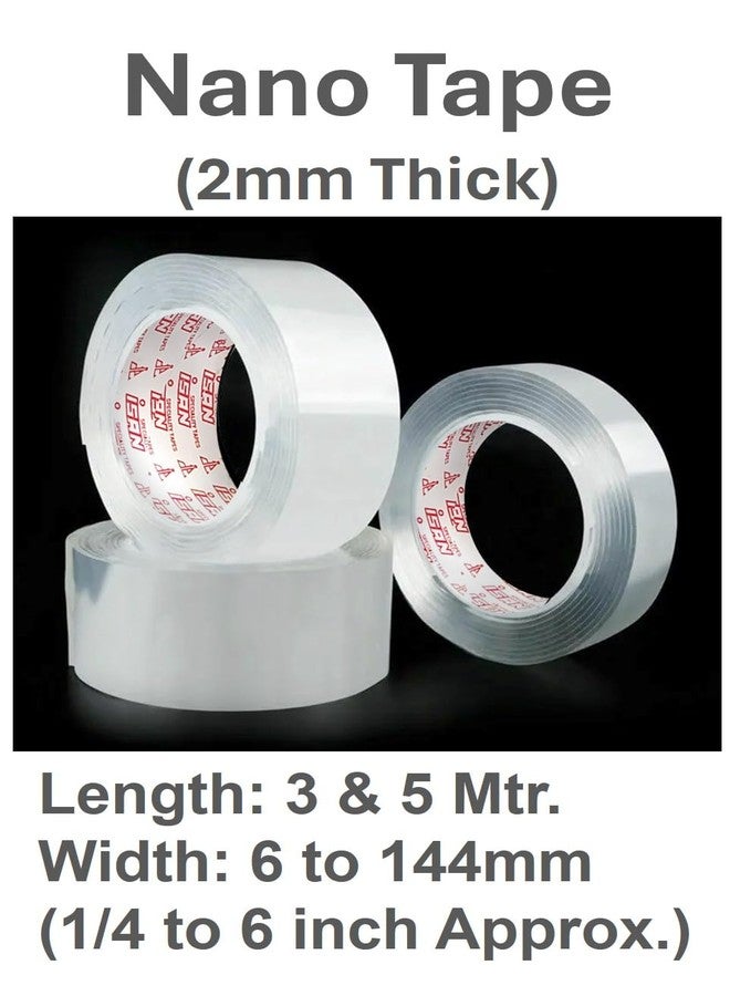 ISAN® NANO GEL Tape, Width 18mm (3/4" Approx) Double sided Transparent Washable, 2mm thickness, Reusable x 5m Length (1 Pc.) - Image 5