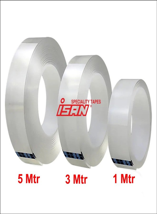 ISAN® NANO GEL Tape, Width 18mm (3/4" Approx) Double sided Transparent Washable, 2mm thickness, Reusable x 5m Length (1 Pc.) - Image 3