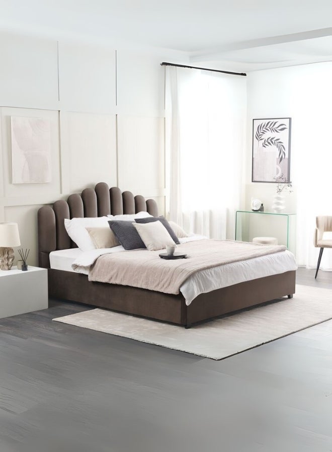 Bed and Mattress Home Dreamy Bliss Tufted Upholstered Queen Size ( Mattress Size 160 X 200 CM ) Dark Brown Chocolate Color Bed Size 212 L X  168 W ( Mattress Sold Separately ) - Image 1