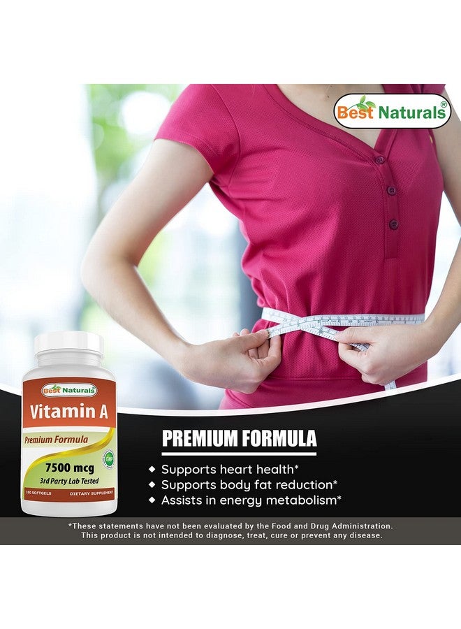 Best Naturals Best Naturals Vitamin A 25000 IU (7500 mcg), Non-GMO Formula Supports Healthy Vision & Immune System and Healthy Growth & Reproduction, 180 Softgels (180 Count (Pack of 2))  - Image 4