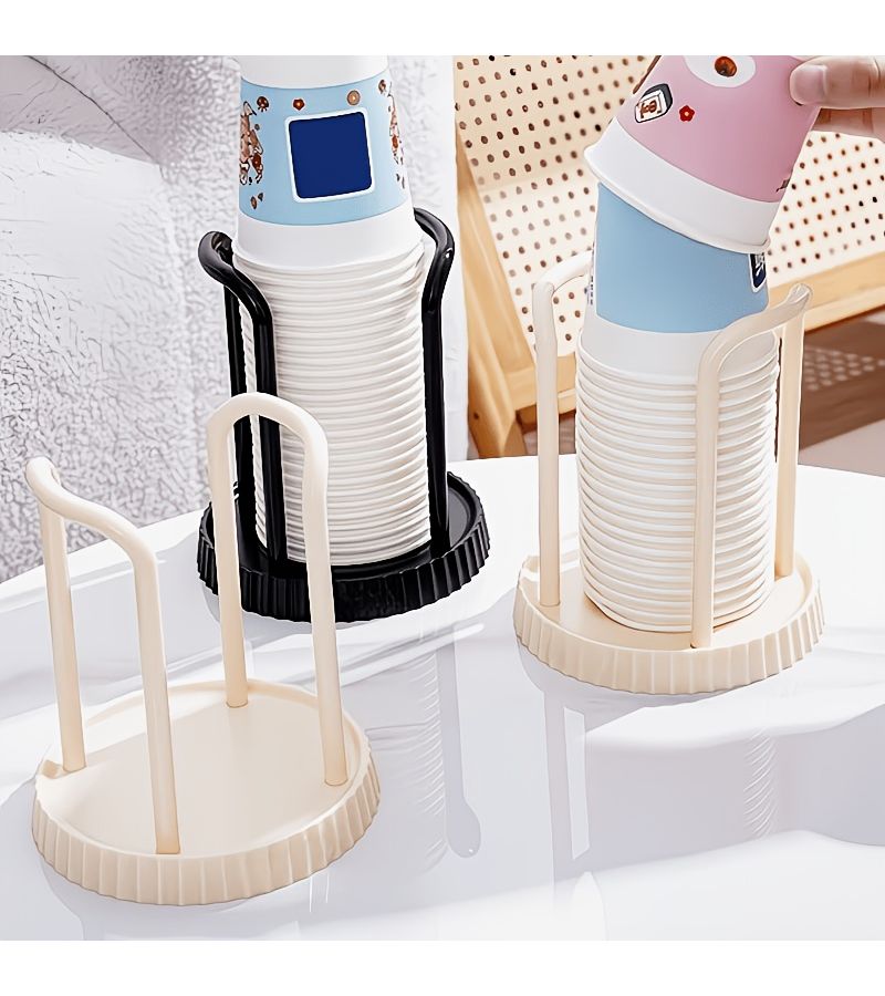 3 Pcs Black Adjustable Multi Functional Paper Cup Storage Rack With Tray And Cup Holder Saves Kitchen Counter Space Coffee Cup Organizer Suitable For 3 To 7 Oz Disposable Cups Ideal For Bathrooms Coffee Stations And Office Desks - Image 1