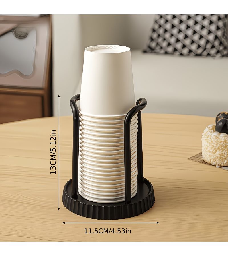 3 Pcs Black Adjustable Multi Functional Paper Cup Storage Rack With Tray And Cup Holder Saves Kitchen Counter Space Coffee Cup Organizer Suitable For 3 To 7 Oz Disposable Cups Ideal For Bathrooms Coffee Stations And Office Desks - Image 3