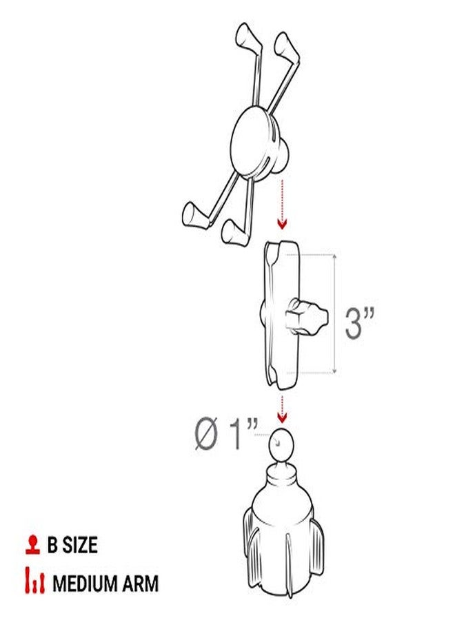 RAM Mounts RAP-B-299-4-UN10U X-Grip Large Phone Mount with RAM Stubby Cup Holder Base with Medium Arm - Image 5