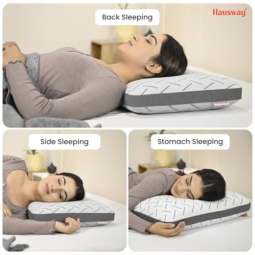HAUSWAY Ventilated Cool Gel Memory Foam Pillow for Neck & Shoulder Pain with Removable Zipper Cover, Standard Size - 22x15x4 Inches, White, Pack of 1 - Image 2