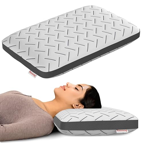 HAUSWAY Ventilated Cool Gel Memory Foam Pillow for Neck & Shoulder Pain with Removable Zipper Cover, Standard Size - 22x15x4 Inches, White, Pack of 1 - Image 1