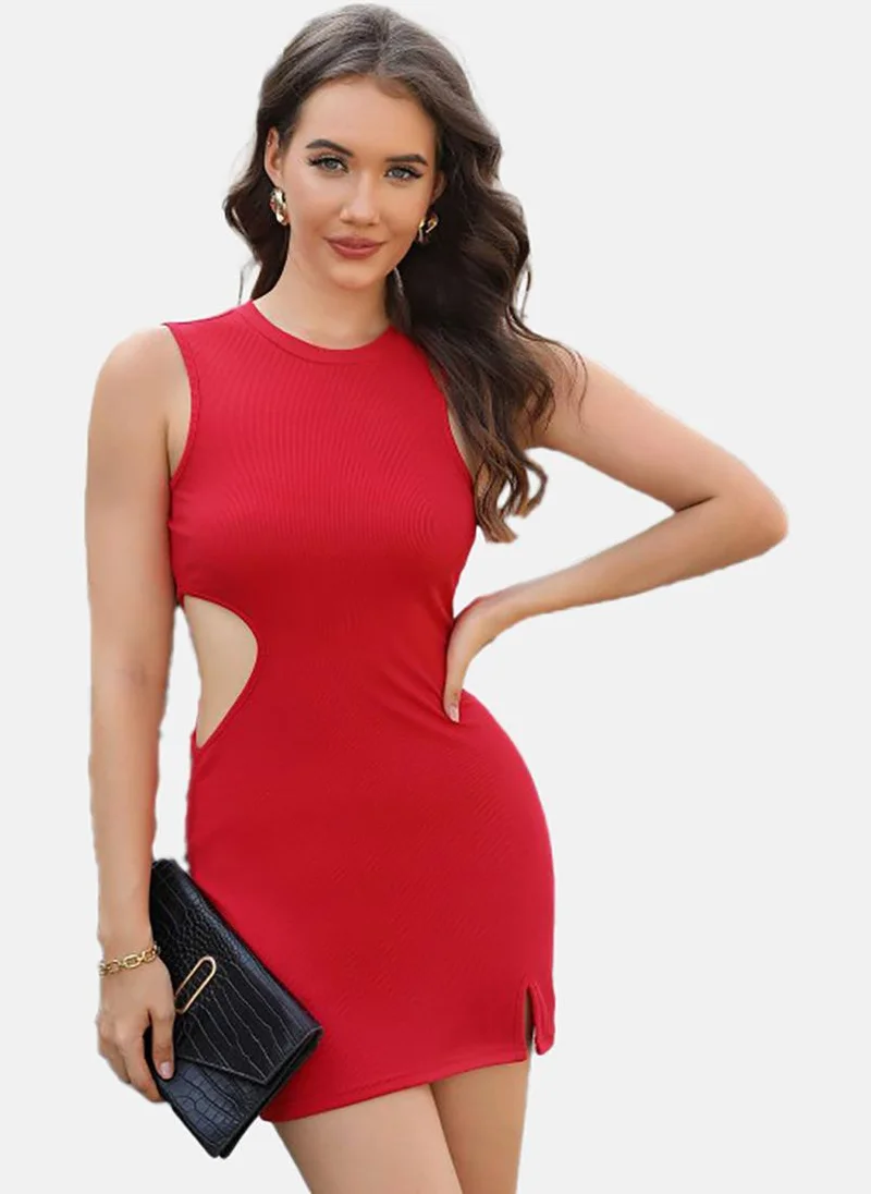 YUNIQEE Red Ribbed Dress