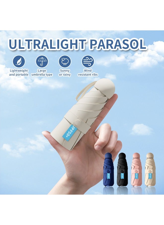 Compact Pocket Umbrella, Ultralight Umbrella Is UV-Proof, Windproof and Rainproof, Suitable for Hiking, Camping, and Commuting