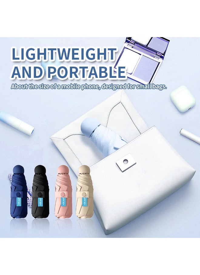 Compact Pocket Umbrella, Ultralight Umbrella Is UV-Proof, Windproof and Rainproof, Suitable for Hiking, Camping, and Commuting