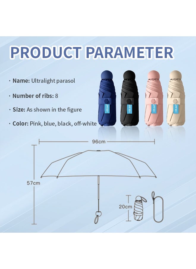 Compact Pocket Umbrella, Ultralight Umbrella Is UV-Proof, Windproof and Rainproof, Suitable for Hiking, Camping, and Commuting